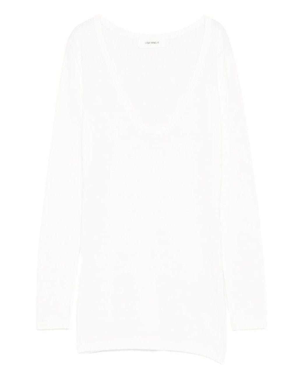 Lisa Yang White Scoop Neck Sweater