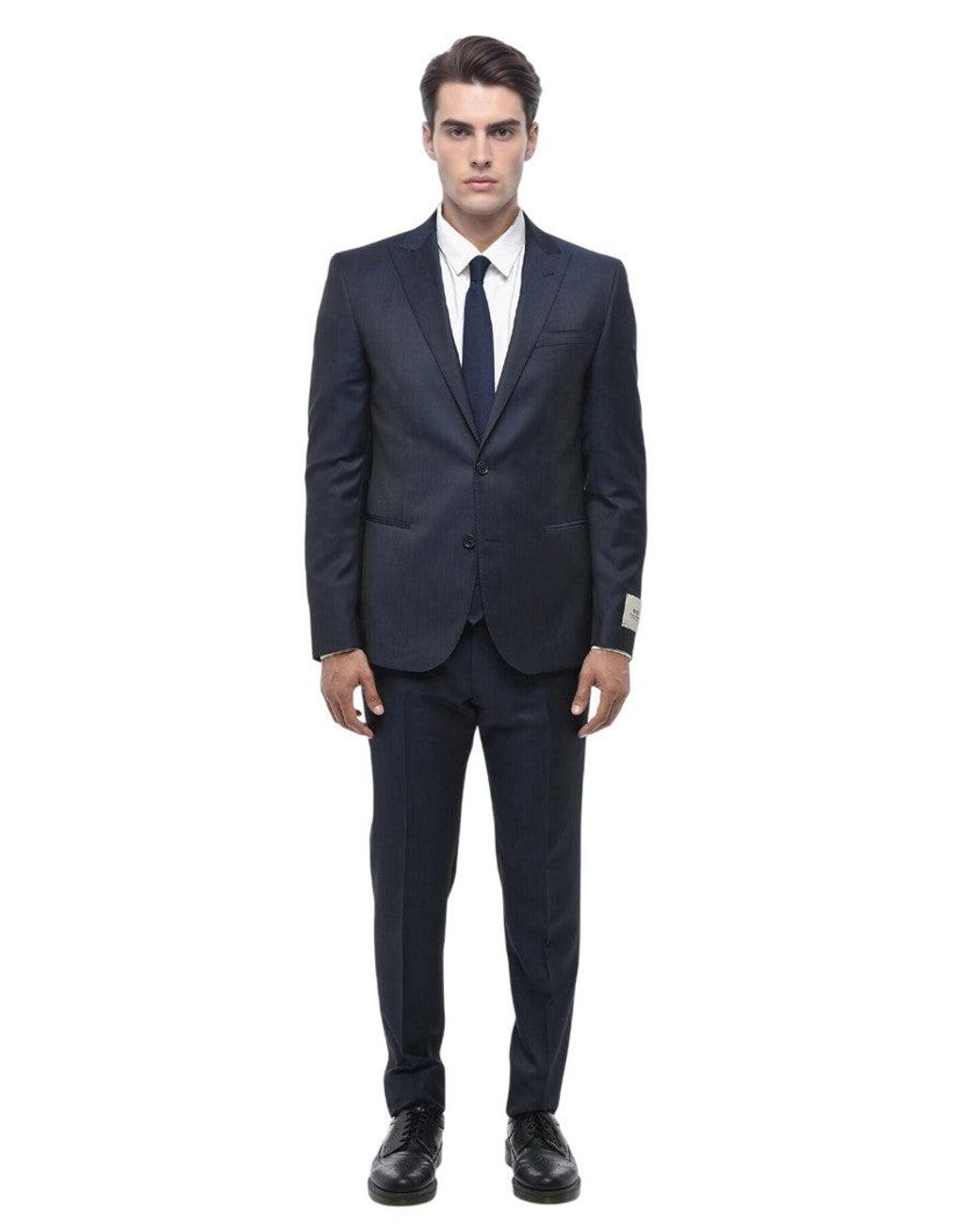 Corneliani Blue Peaked Lapel Suit for men
