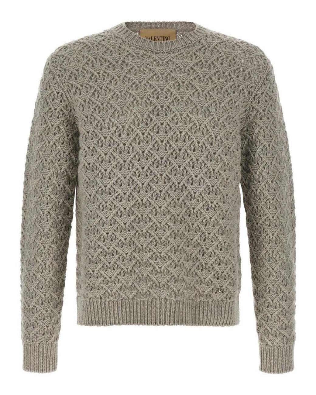 Valentino Gray Crew Neck Sweater for men