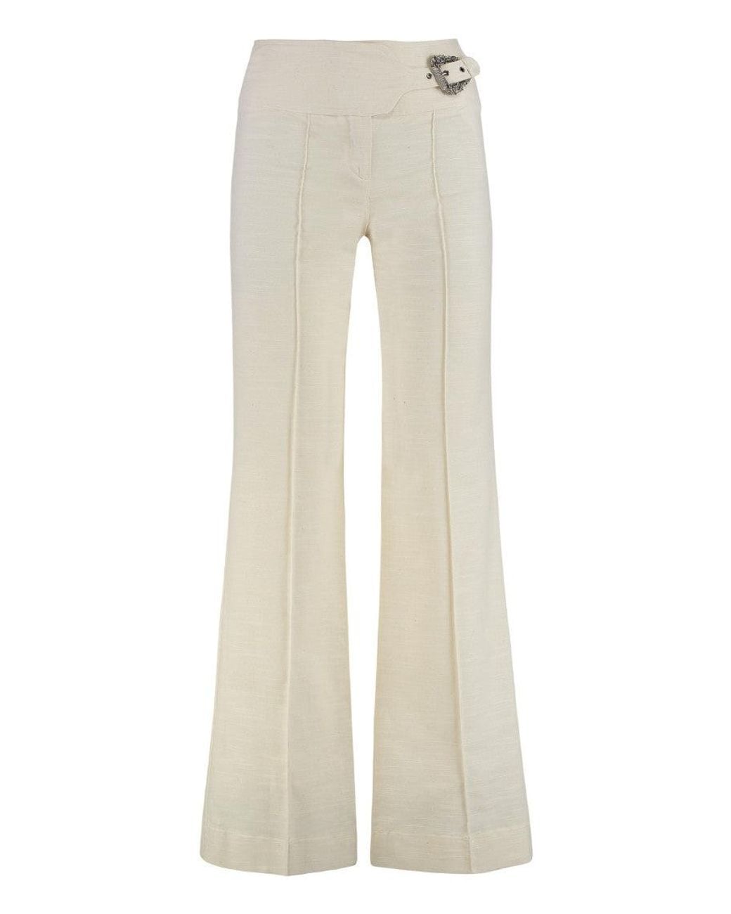 Versace Jeans Couture White Off Flared Flat Front Pant