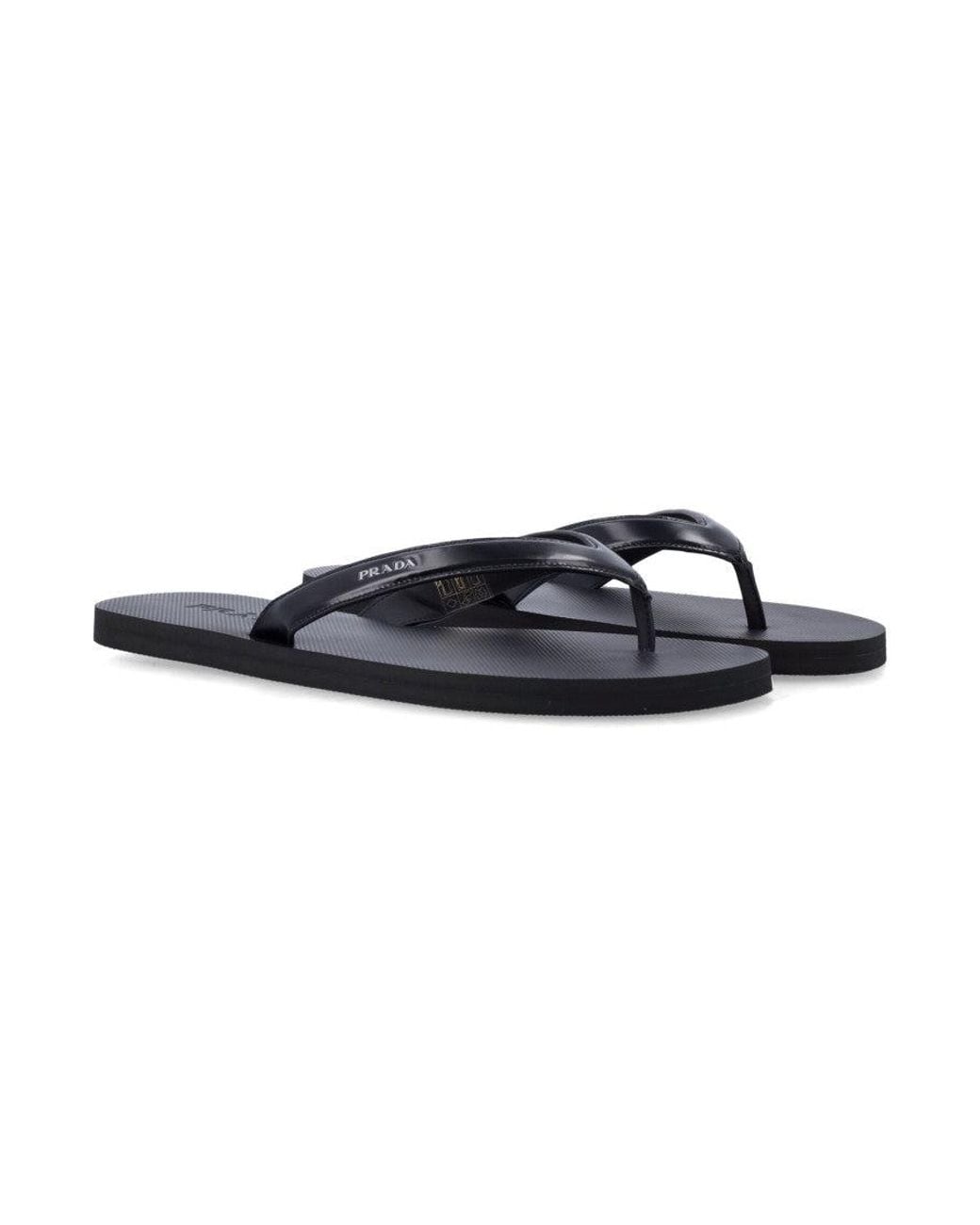 Prada Blue Solid Leather Slippers for men