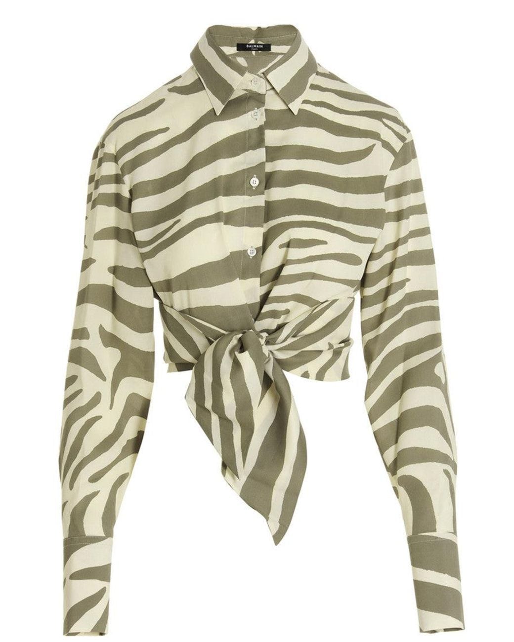 Balmain White Zebra-Print Viscose Blend Shirt