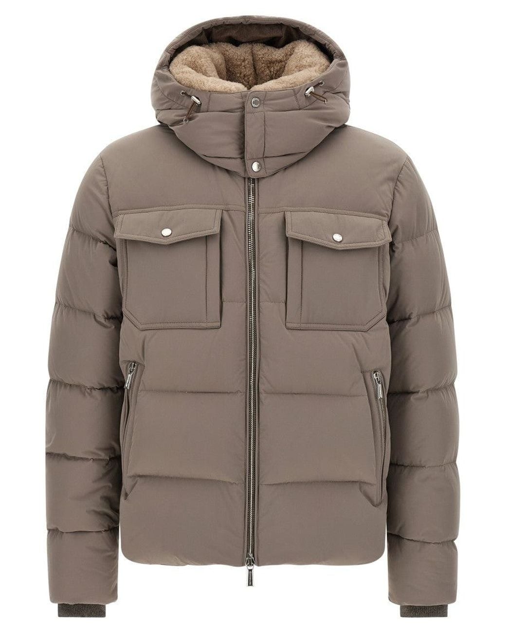 Moorer Gray Quilted Hood Jacket for men