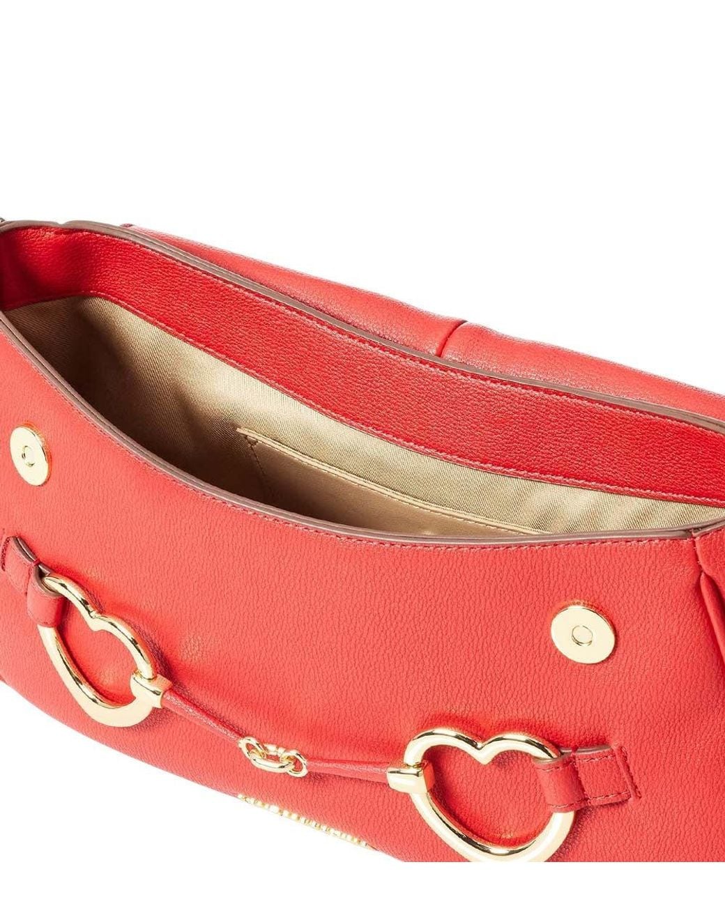 Love Moschino Red Heart Clamp Medium Shoulder Bag