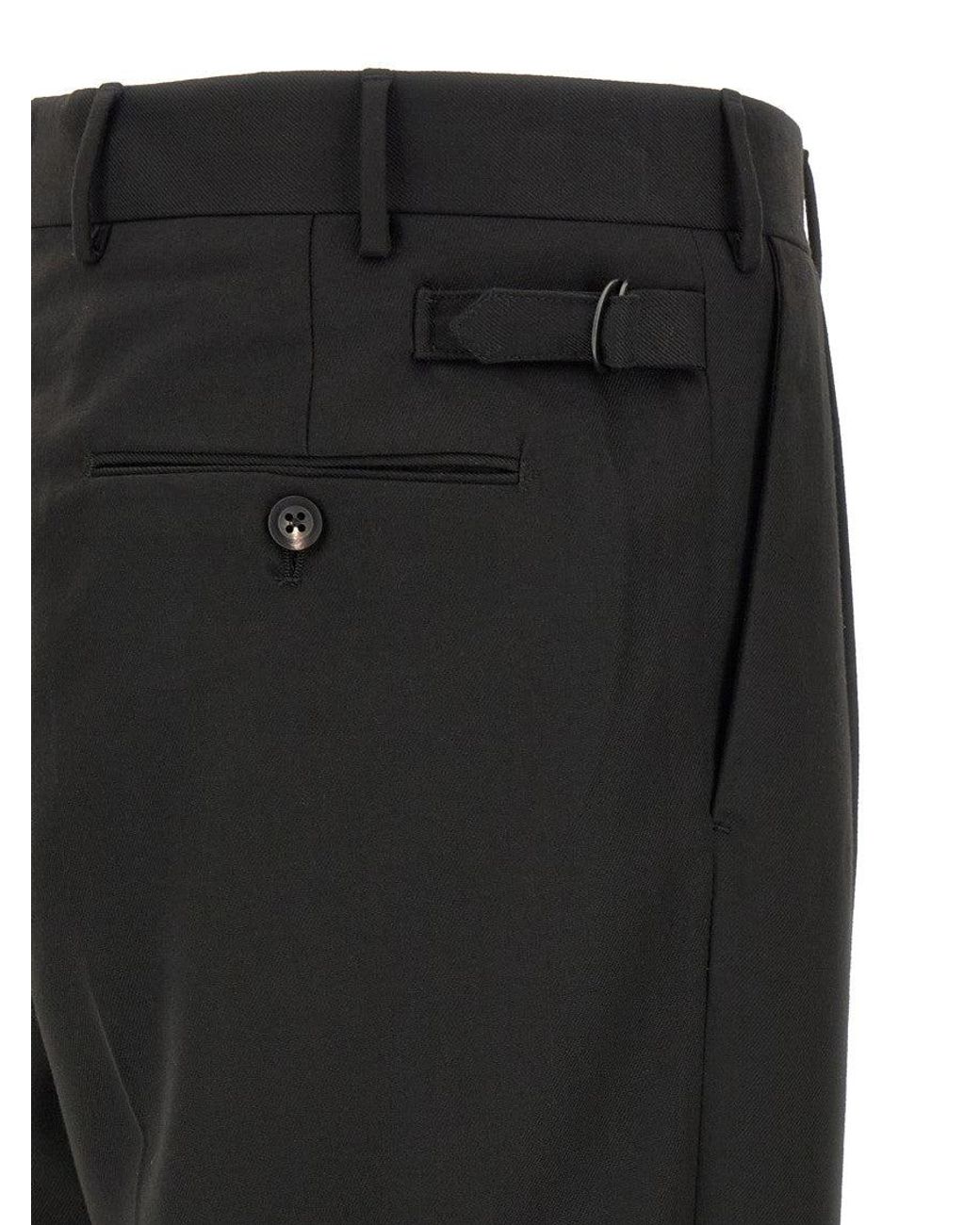 Cellar Door Black Relaxed Pleated Trousers for men