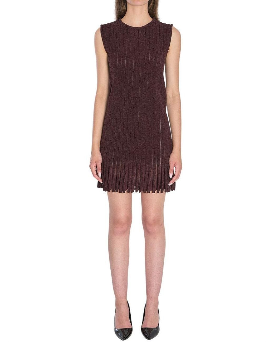 Alaïa Red Dark Crew Neck Mini Dress