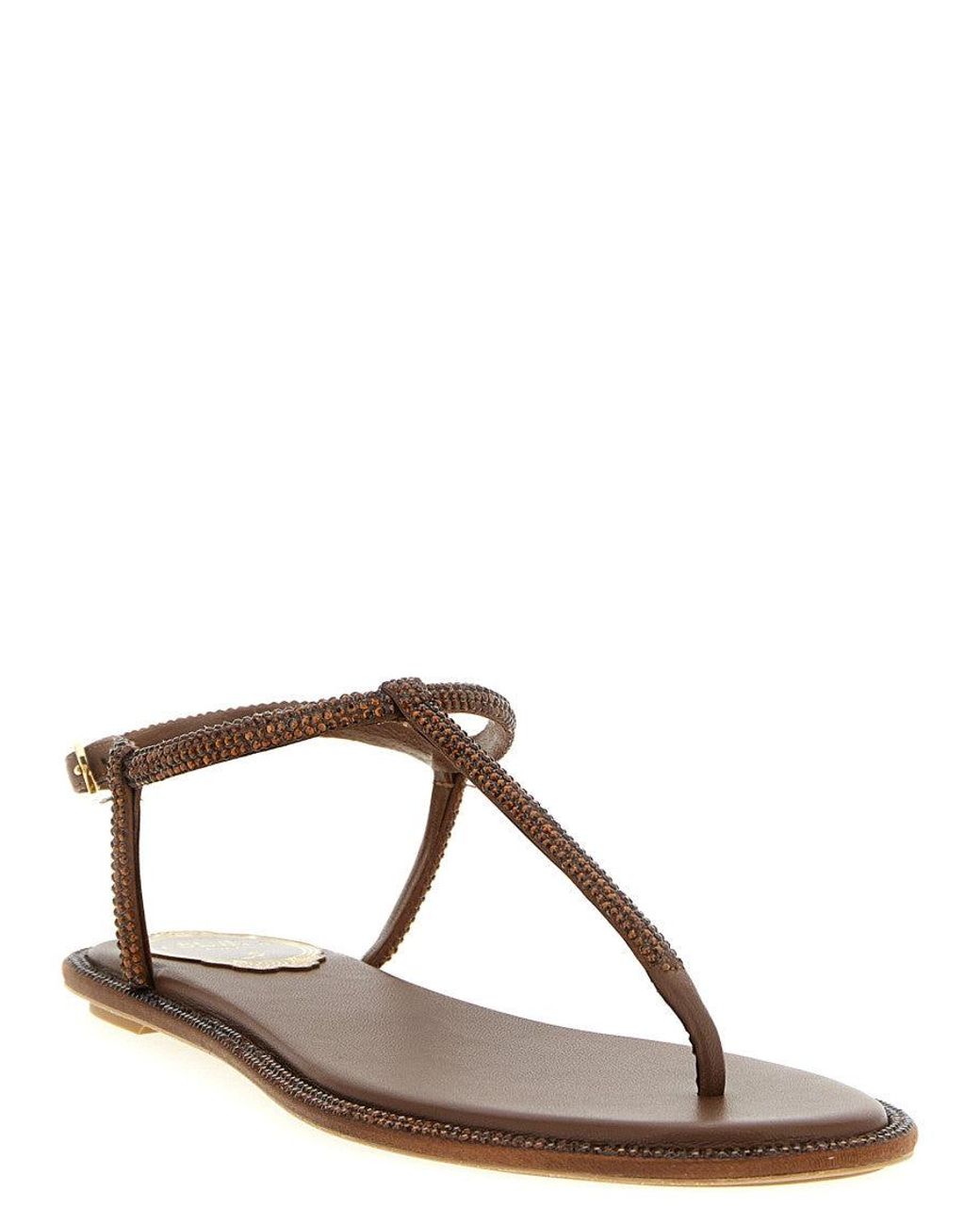 Rene Caovilla Brown Slip On Sandals