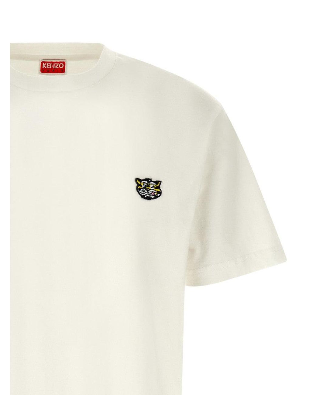 KENZO White Wild Tiger Cotton T-Shirt for men