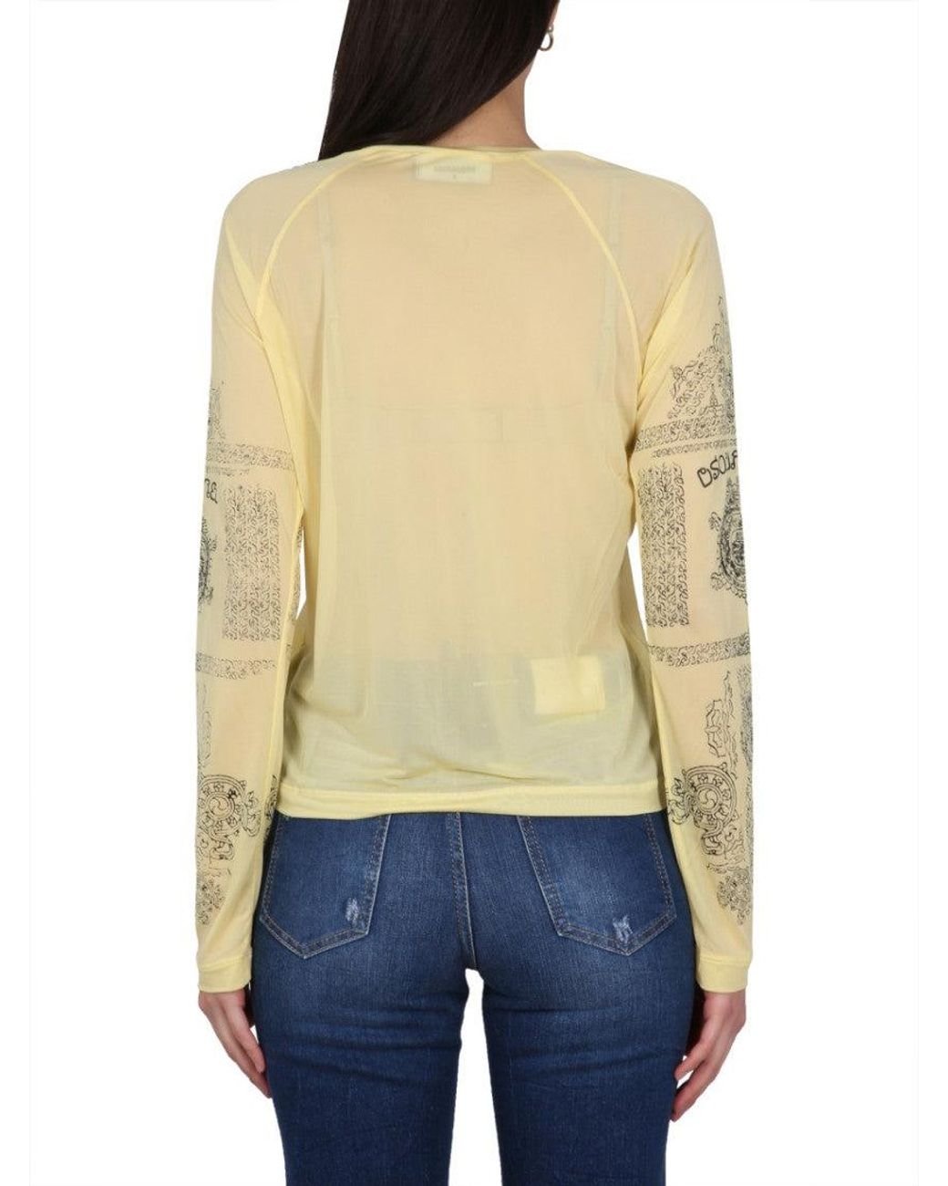 DSquared² Natural Semi-Sheer Long-Sleeved T-Shirt