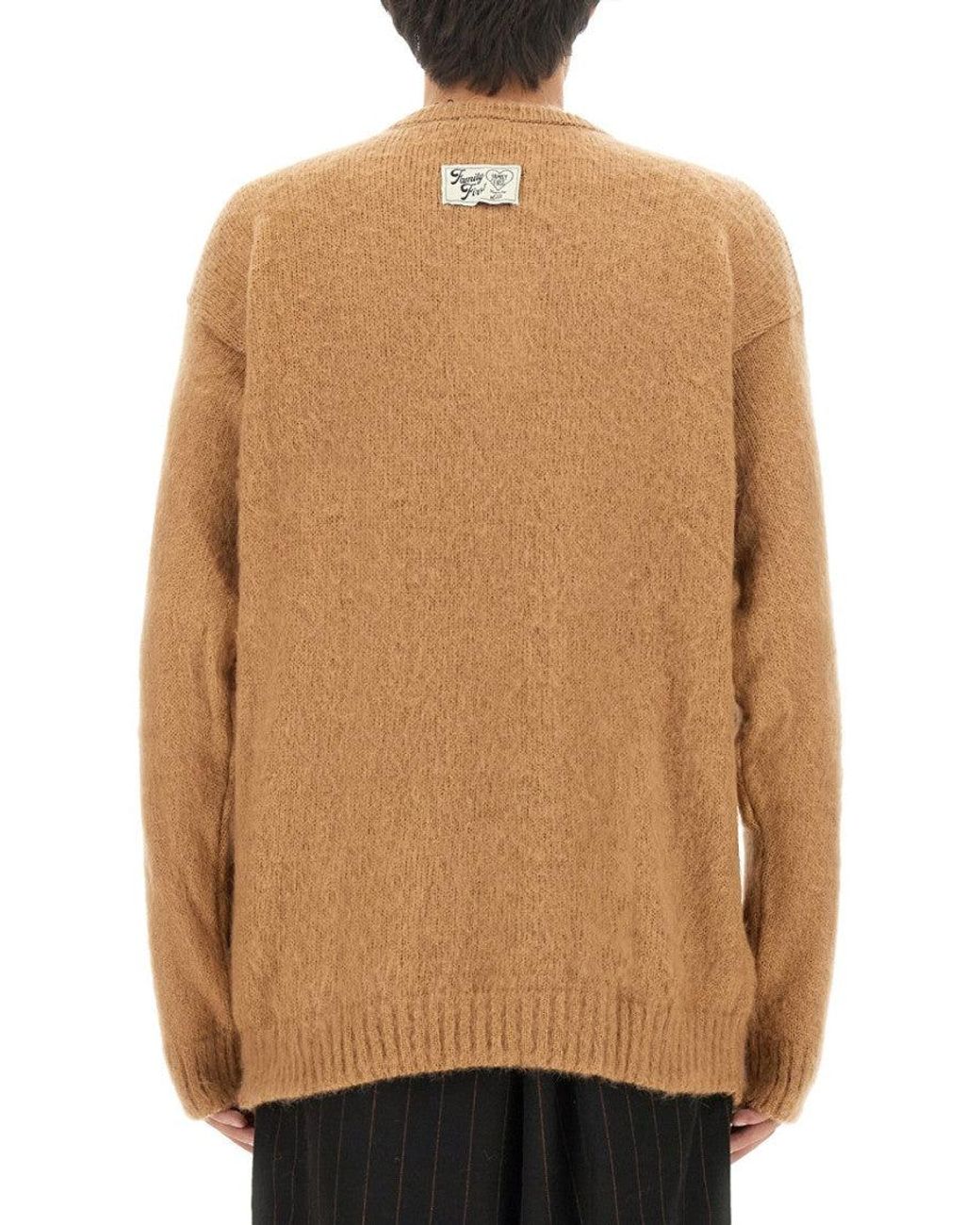 FAMILY FIRST Natural Crew Neck Sweaters for men