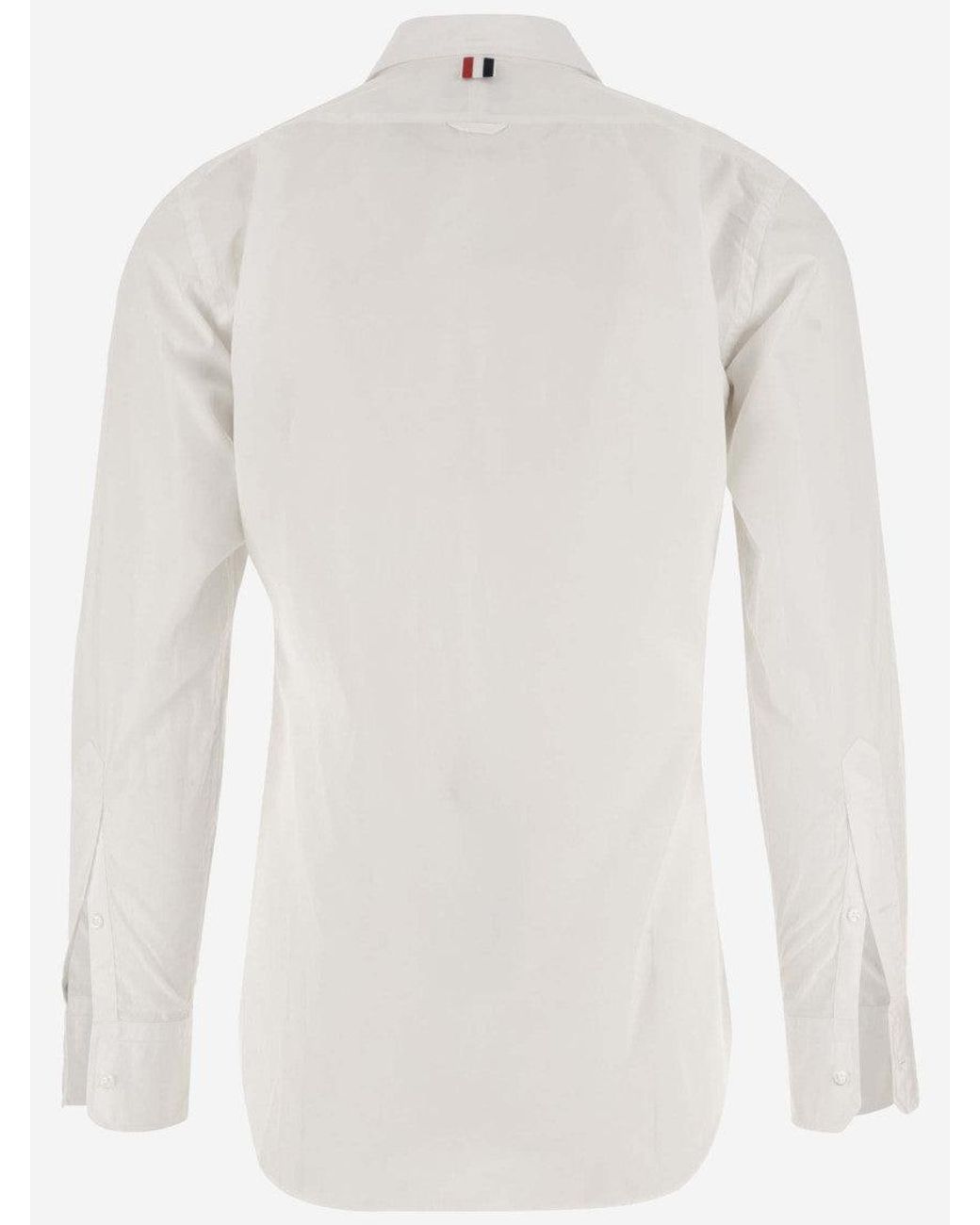 Thom Browne White Button-Down Cotton Poplin Shirt for men