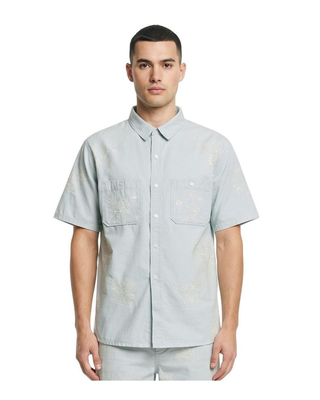 KENZO Blue Embroidered Shirt for men