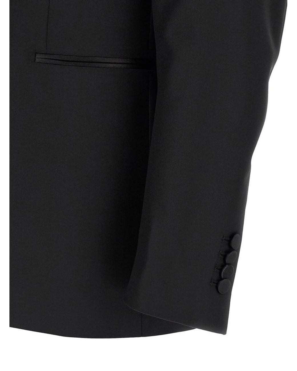 Tagliatore Black Solid Peaked Lapel Suit for men
