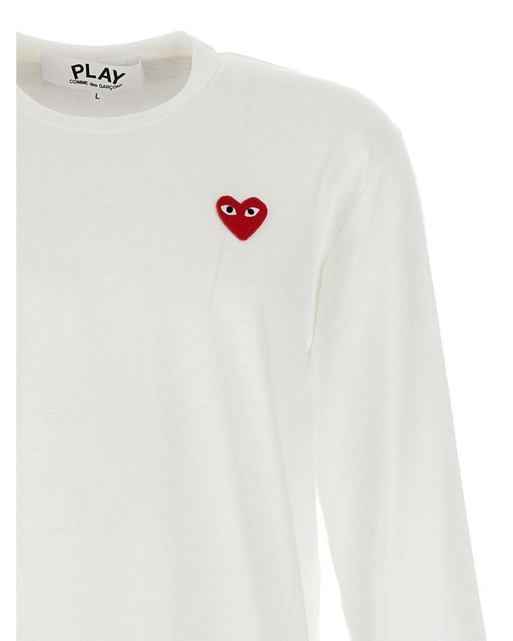 Comme des Garçons White Logo Patch Cotton T-Shirt for men