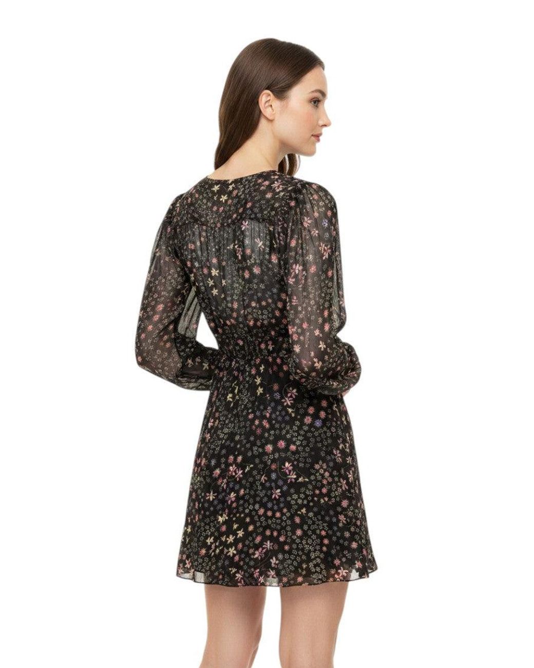 Isabel Marant Black Floral V Neck Mini Dress