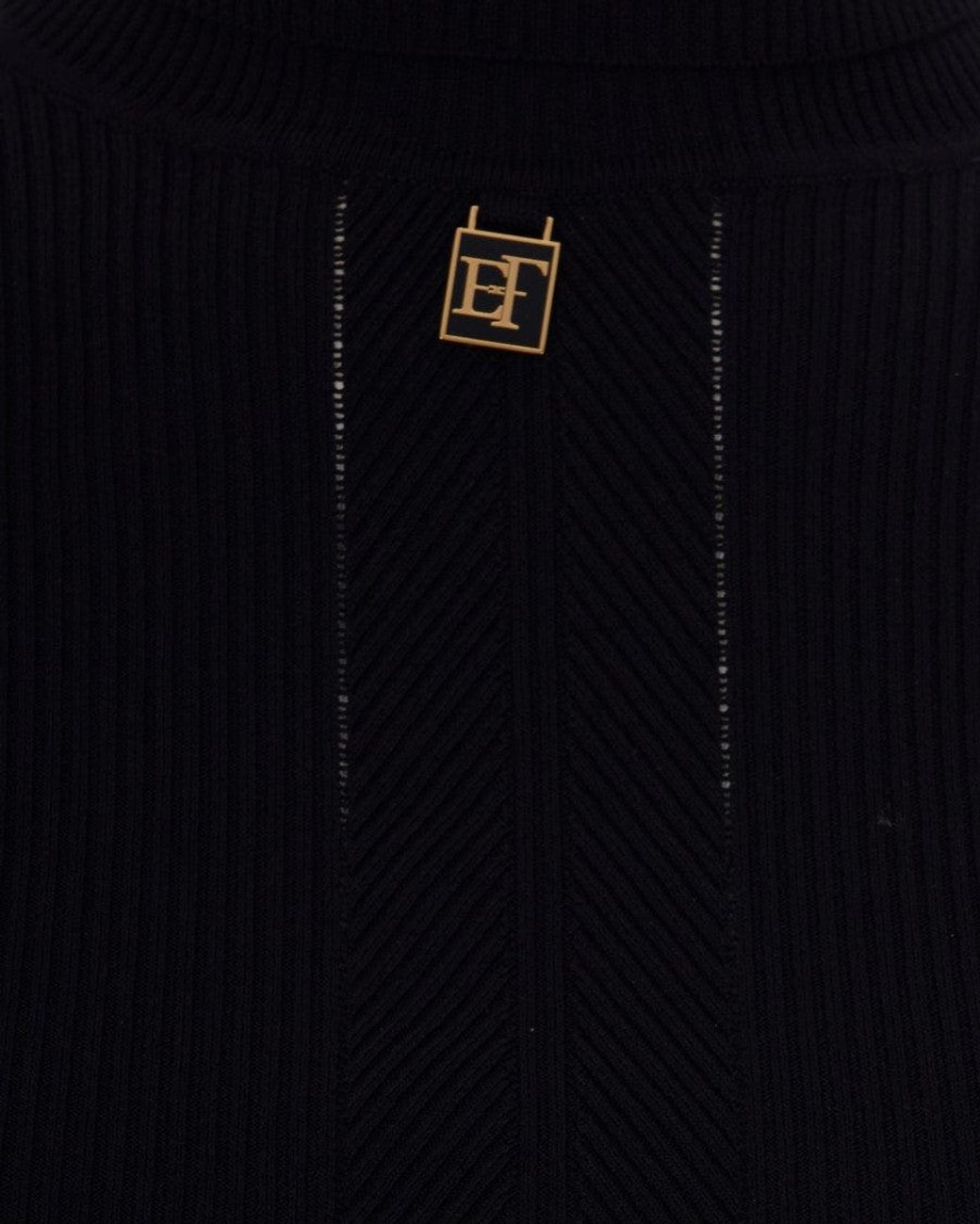 Elisabetta Franchi Black Knitted Turtle Neck Sweater