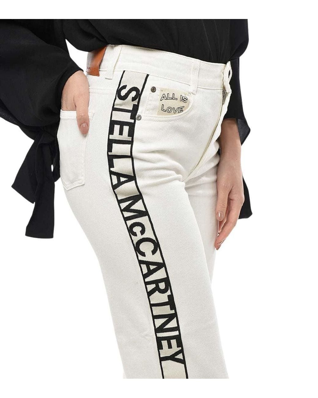 Stella McCartney White Straight High Rise Jeans