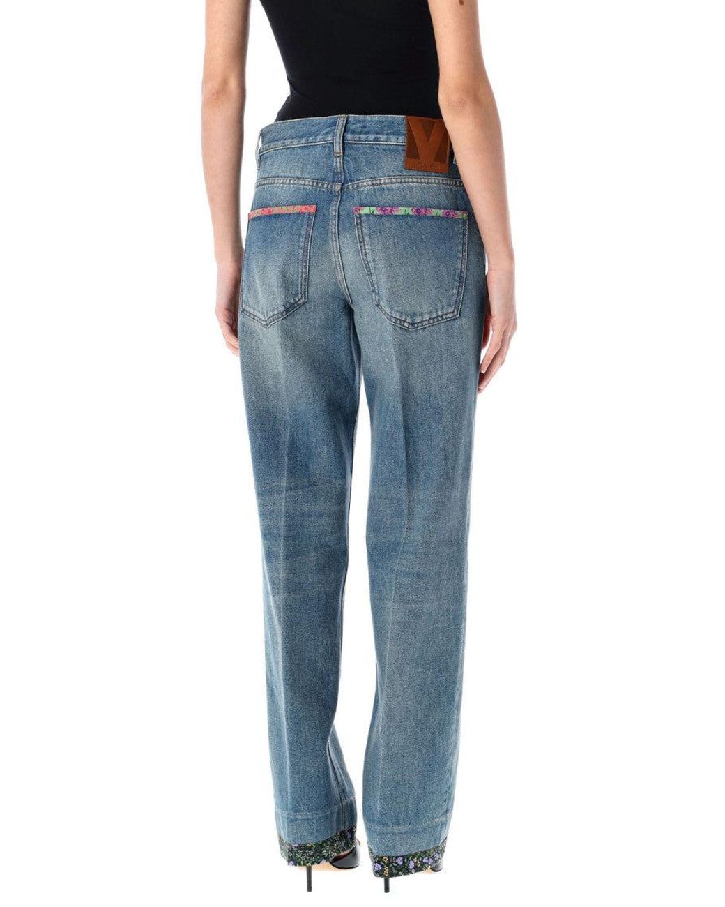 Valentino Blue Floral Print Jeans