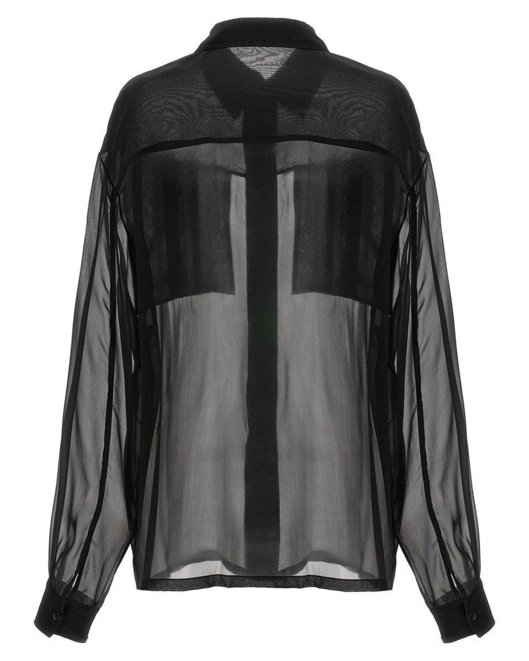 Saint Laurent Black Silk Crepe Muslin Shirt