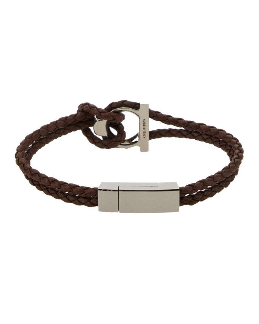 Ferragamo White Gancini Braided Bracelet for men