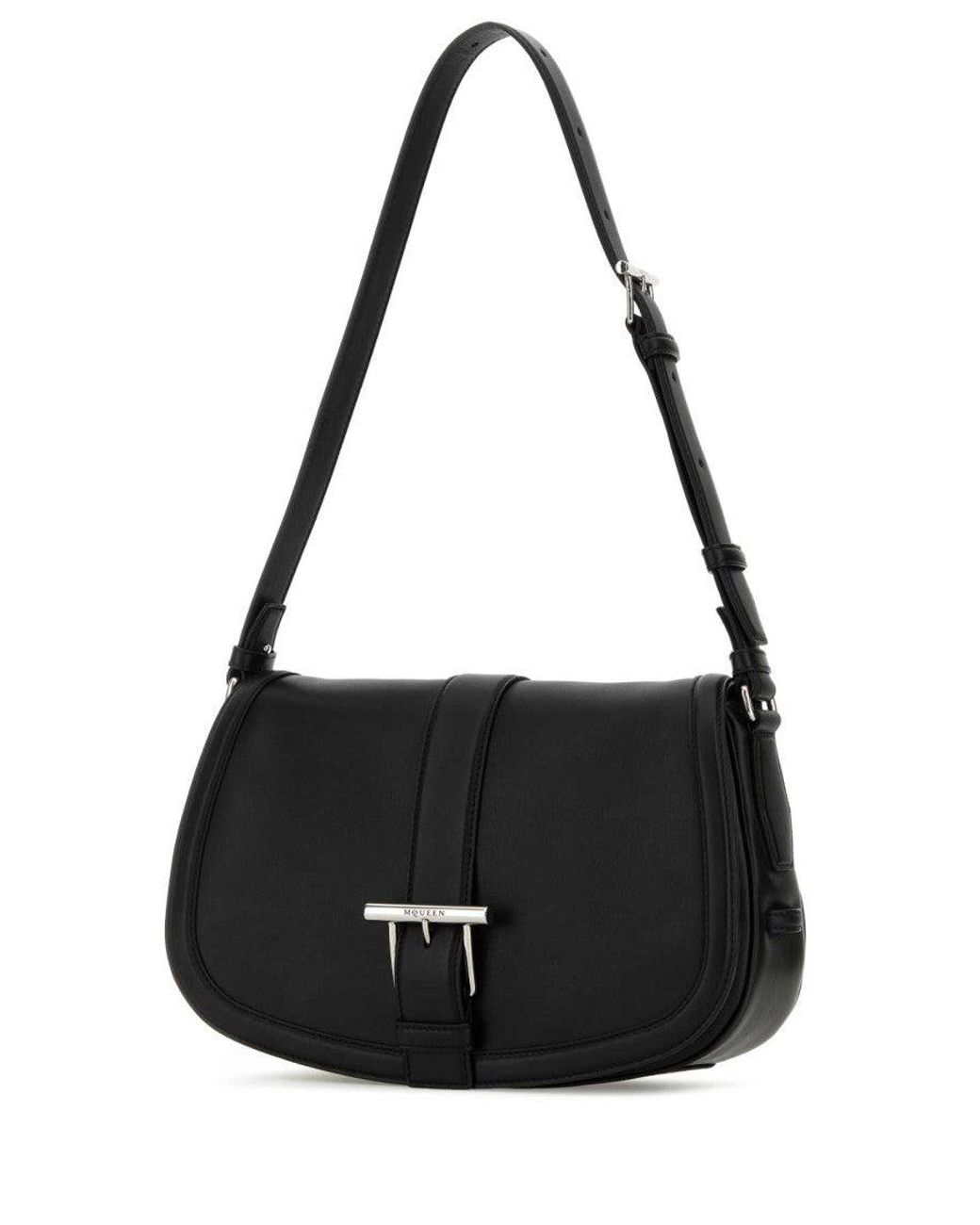 McQueen Black T-Bar Shoulder Bag