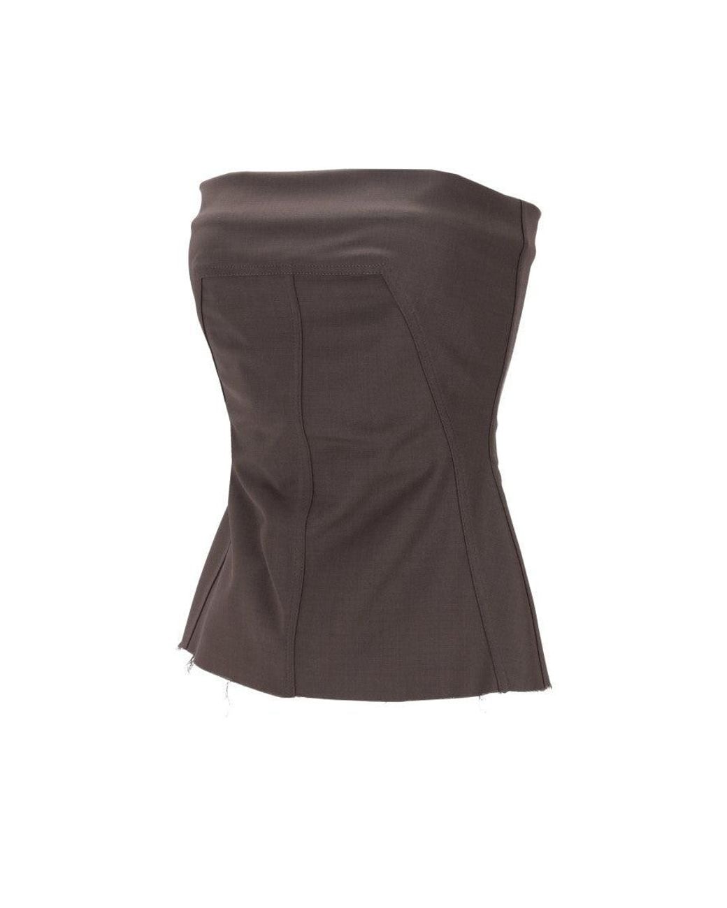 Rick Owens Brown Strapless Panelled Design Top