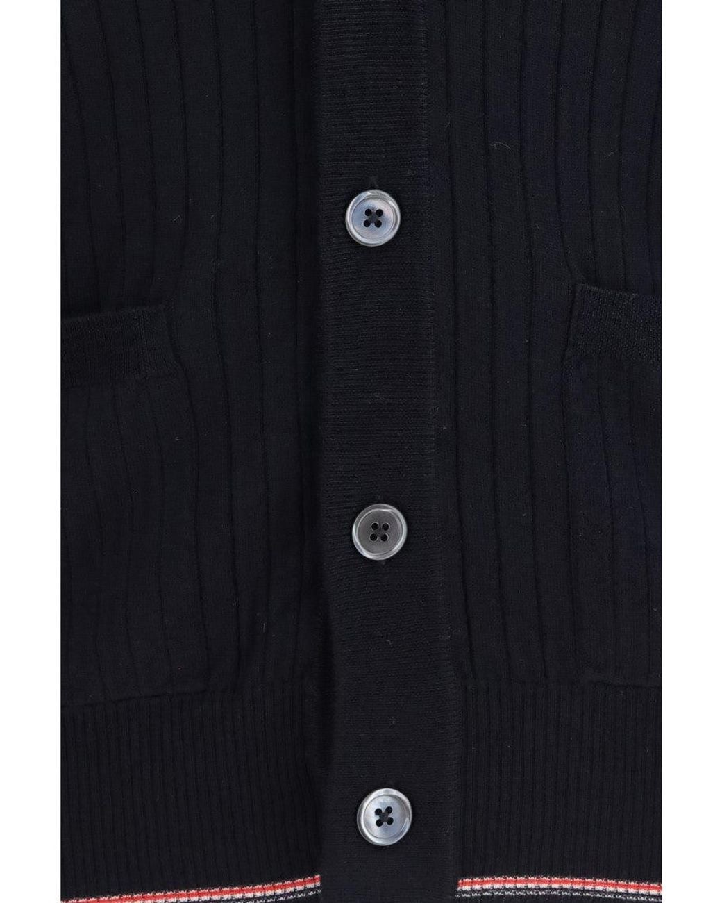 Thom Browne Blue Dark Knitted Cardigan for men