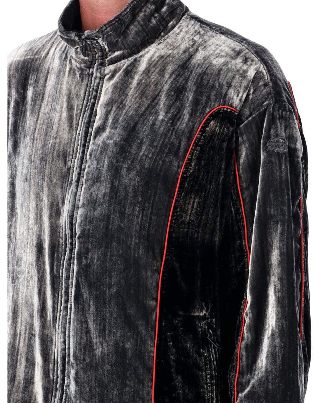 DIESEL Black Textured Track Jacket for men