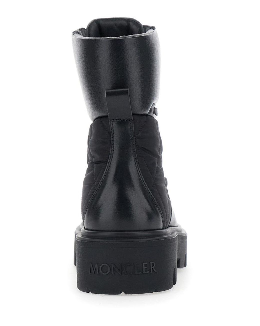 Moncler Black 'Aurea' Ankle Boots With Slip-On Design And Logo Lettering On The Side