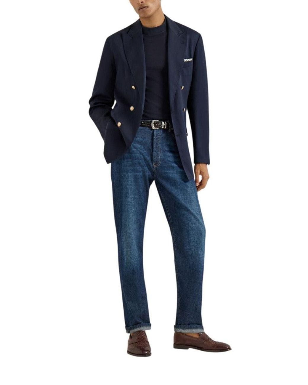 Brunello Cucinelli Blue Mid Rise Jeans for men