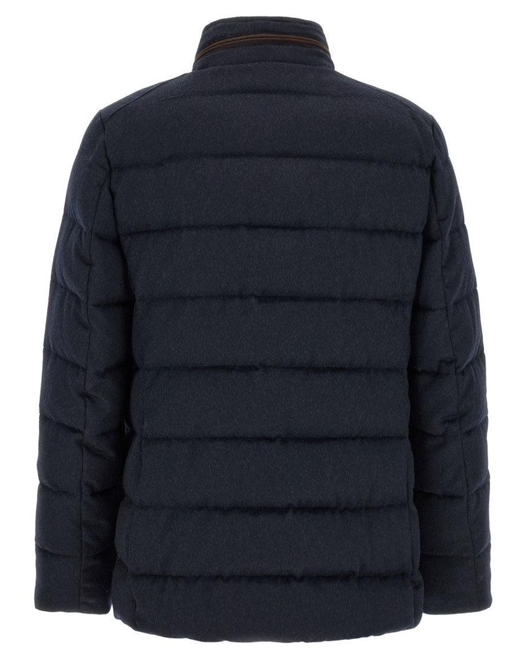 Moorer Blue Quilted Mandarin Collar Jacket for men