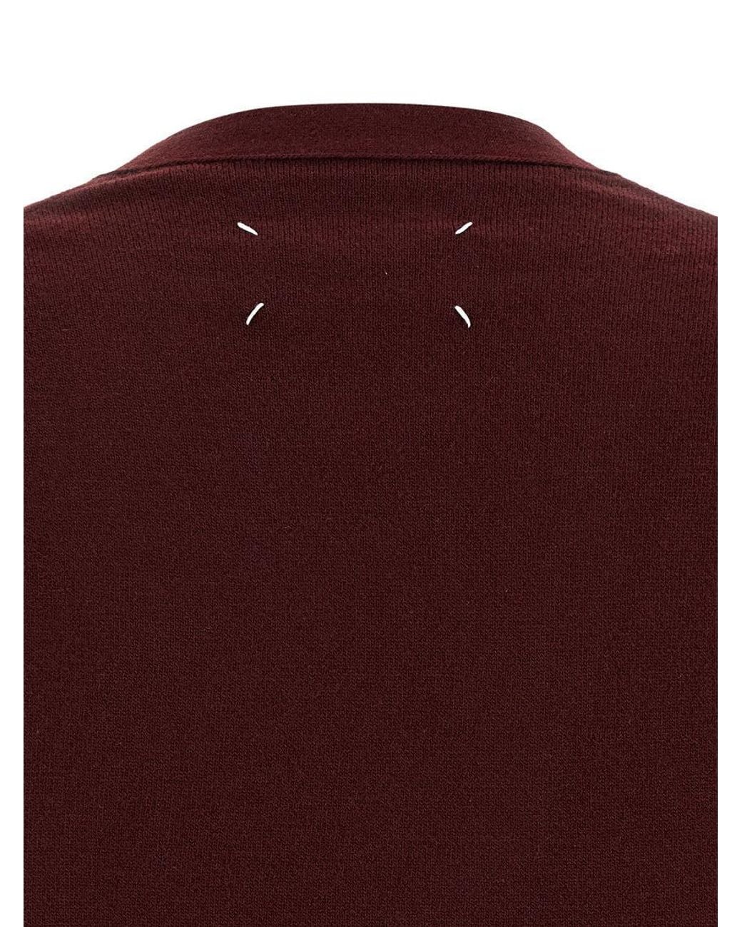 Maison Margiela Red 'Four Stitches' Cardigan