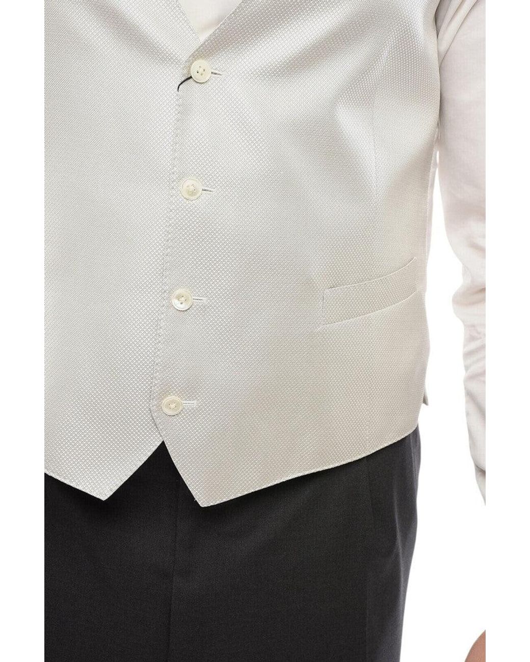 Corneliani White Textured Waistcoat for men