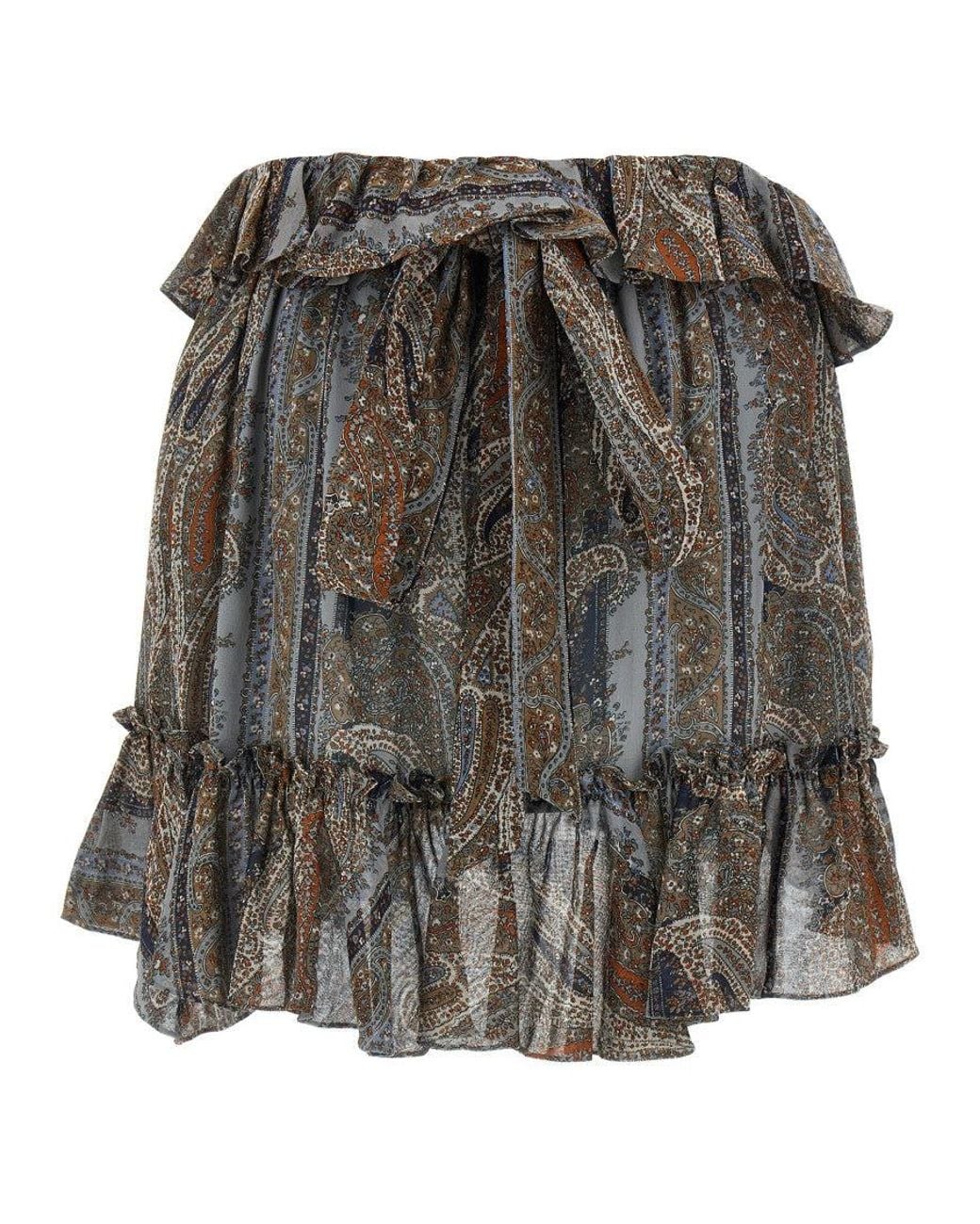 Saint Laurent Gray All Over Print Skirt