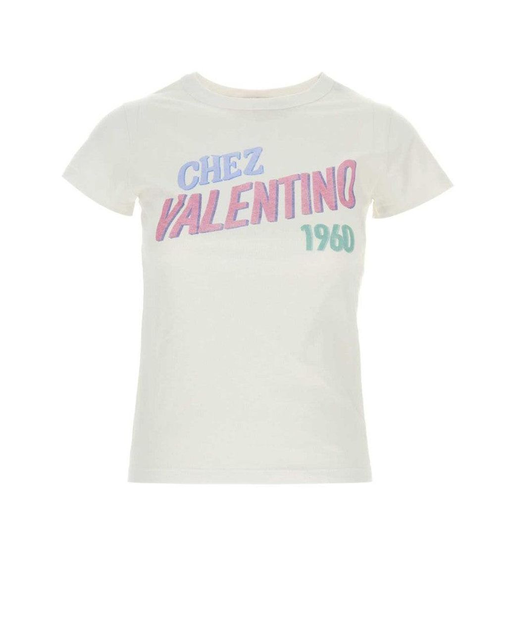 Valentino White Graphic Crew Neck T-Shirt