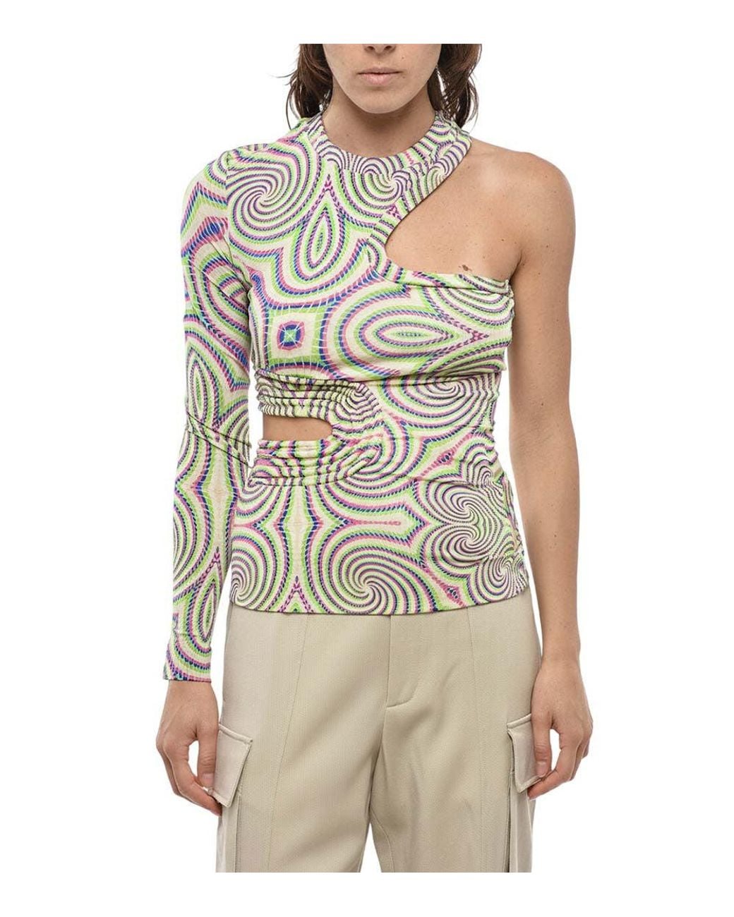 Stella McCartney Natural One Shoulder Top