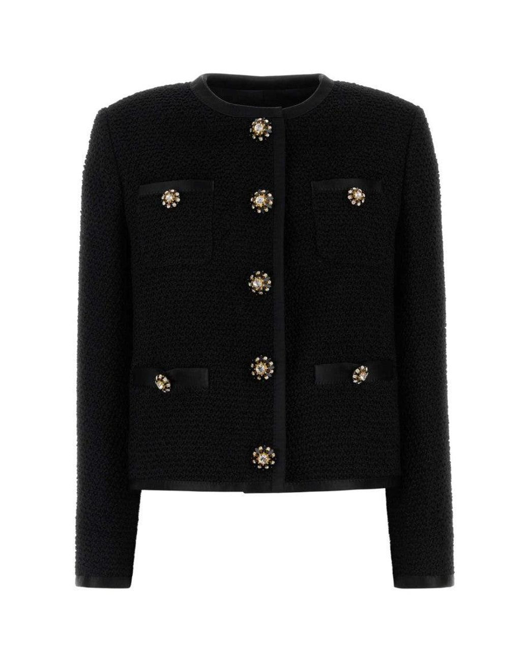 Dolce & Gabbana Black Cropped Single-Breasted Tweed Jacket
