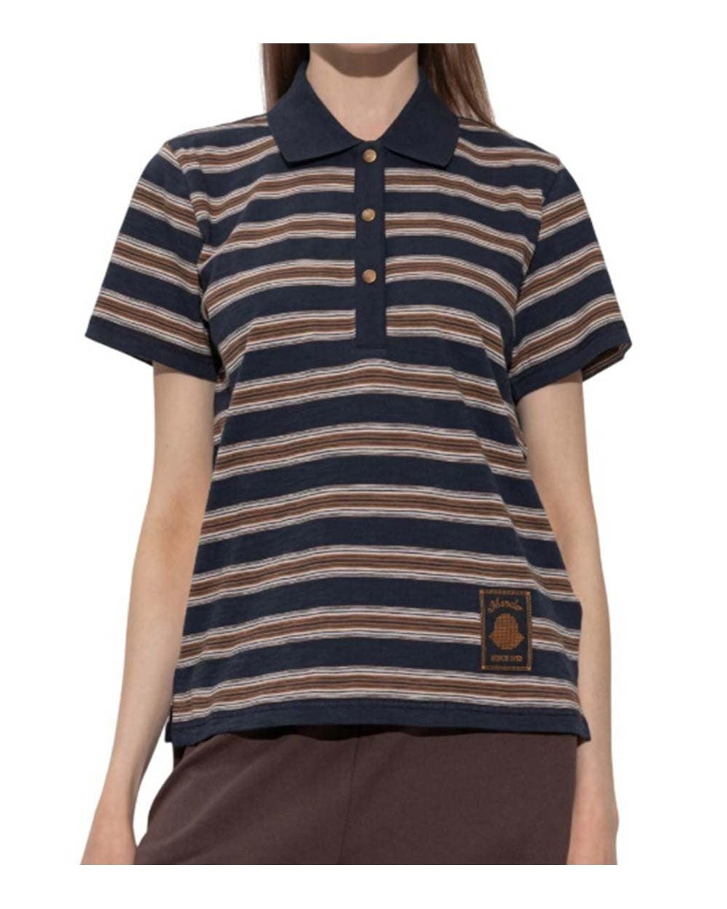 Moncler Blue Stripes Shirt Collar Polo
