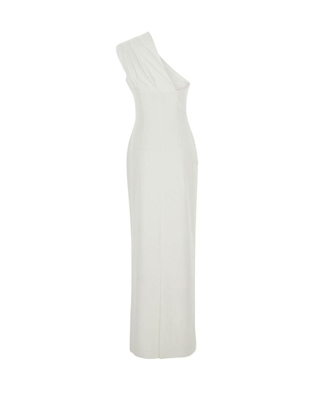 Solace London White One Shoulder Maxi Dress