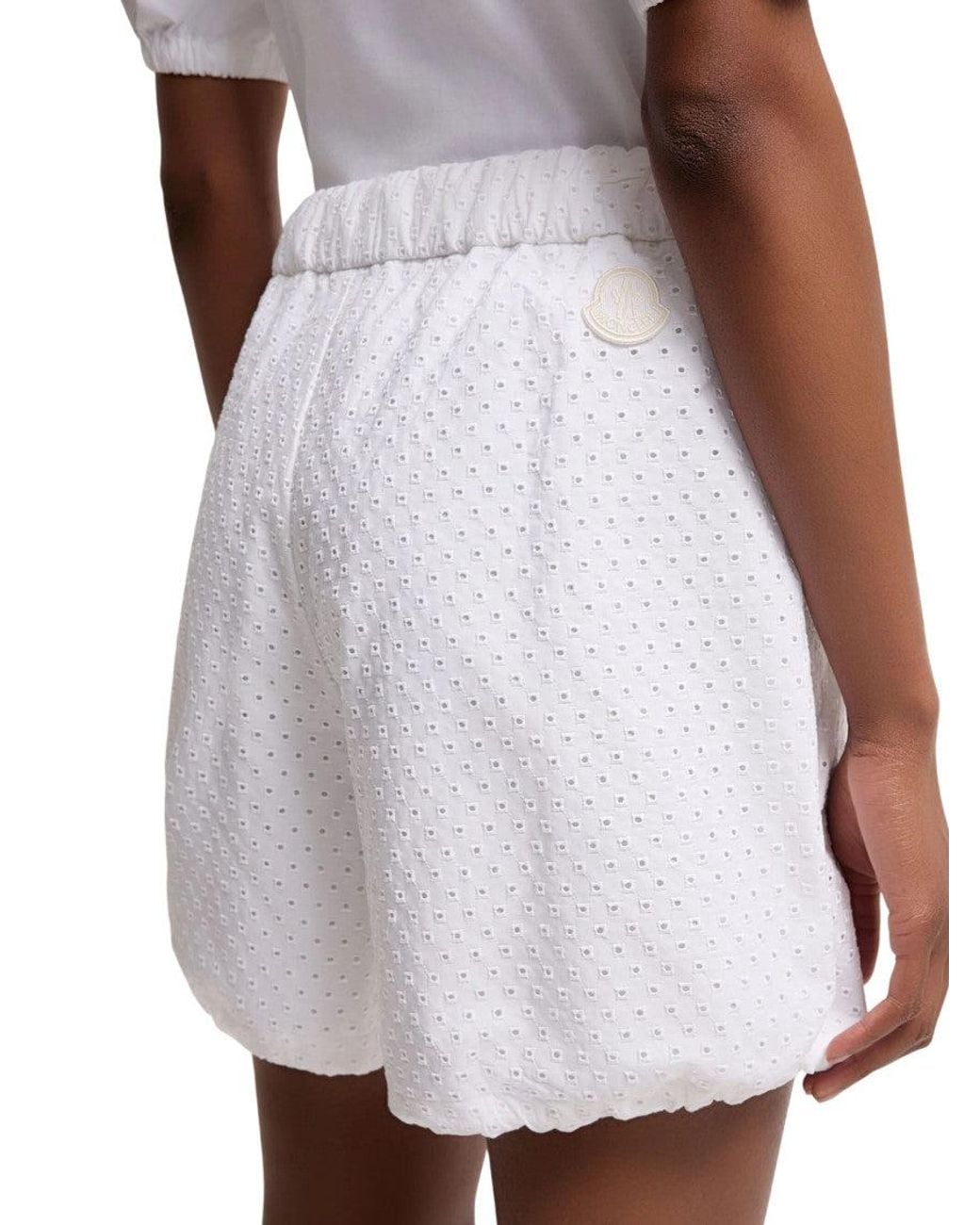 Moncler White Textured Shorts