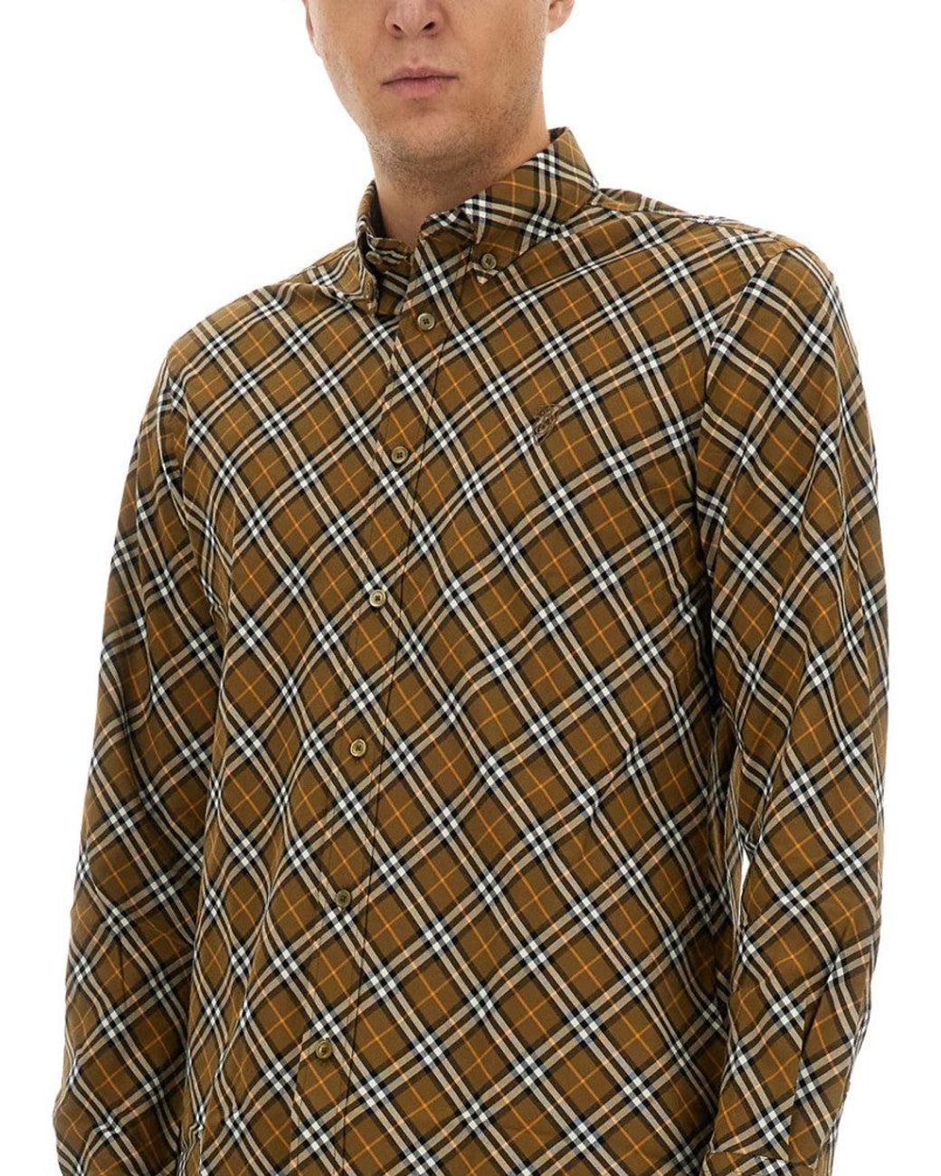 Burberry Brown Classic Fit Check Shirt for men