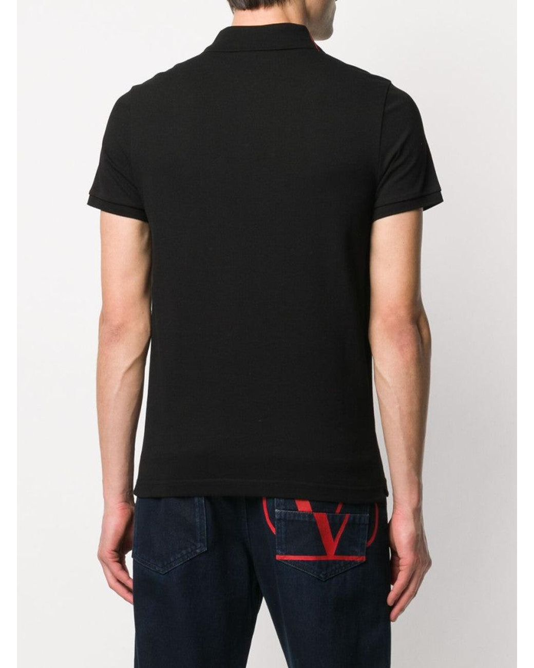 Moncler Black Logo Cotton Polo Shirt for men