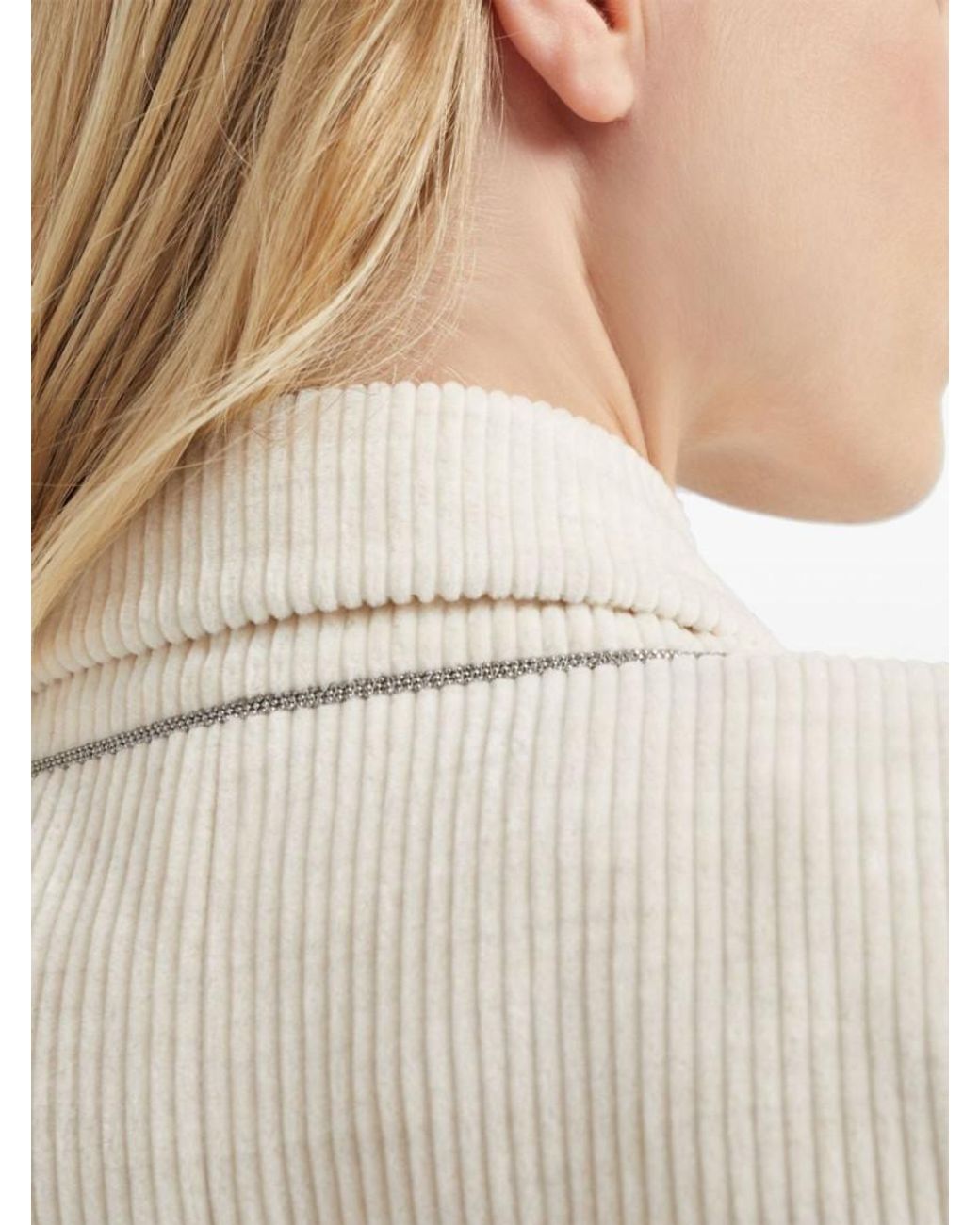 Brunello Cucinelli Natural Cotton Blend Double-Breasted Jacket