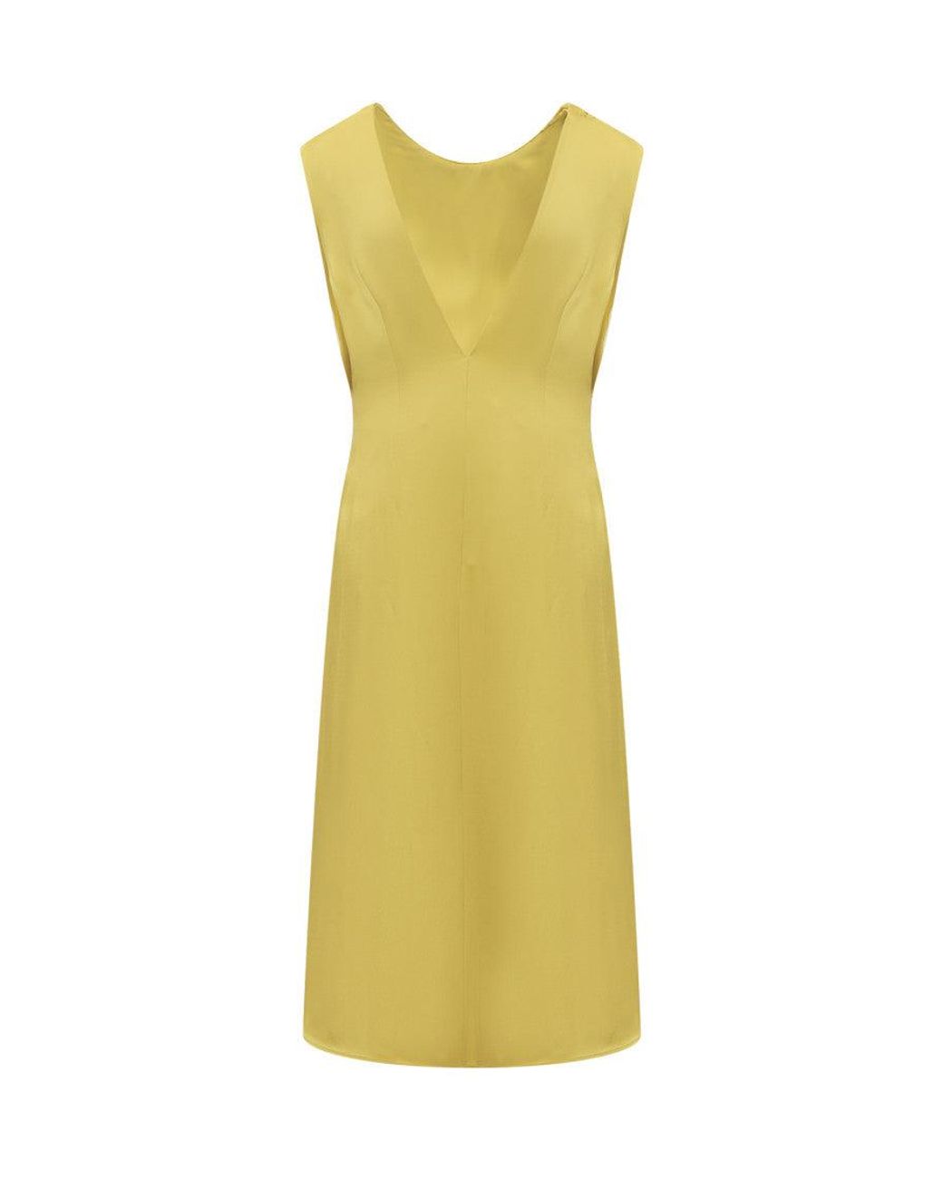 Jil Sander Yellow Round Neck Midi Dress