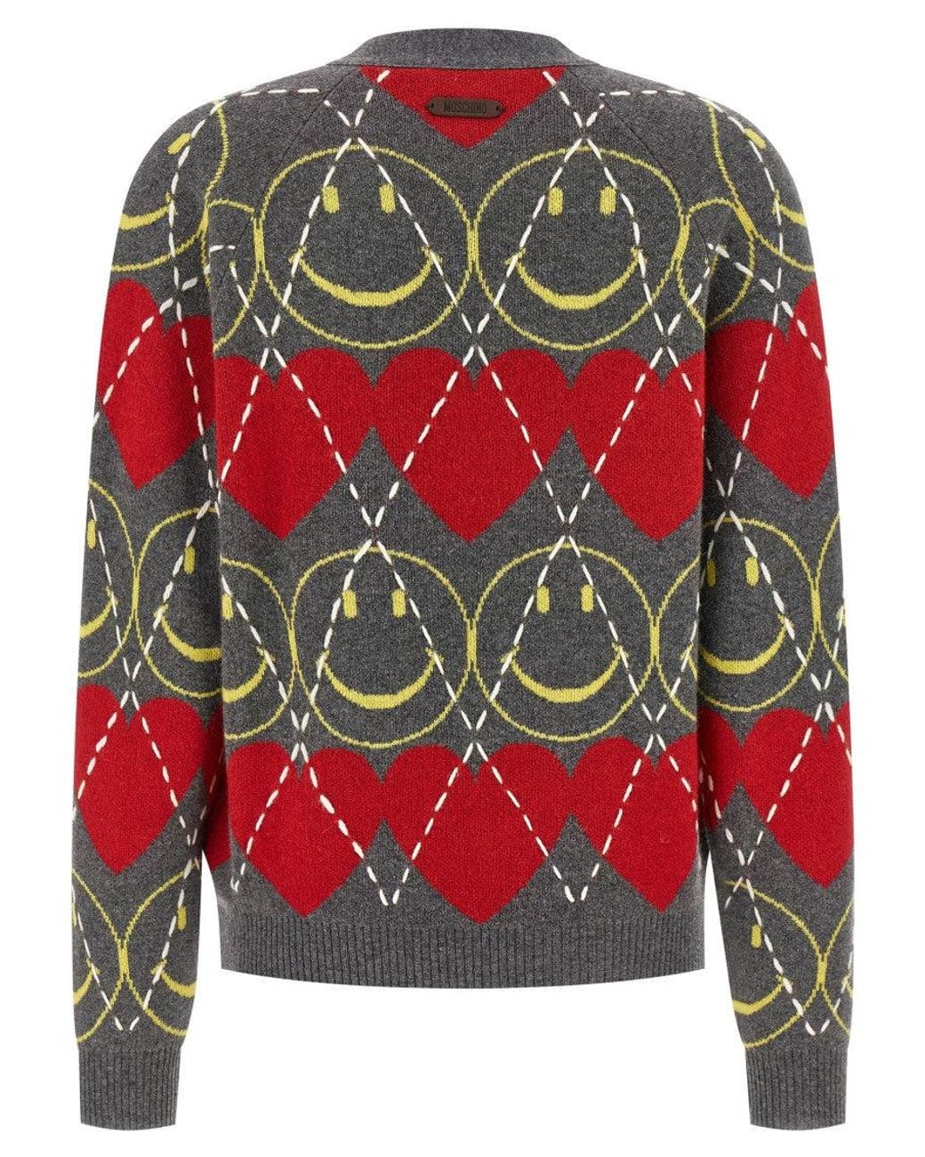 Moschino Red 'Smiley' Cardigan