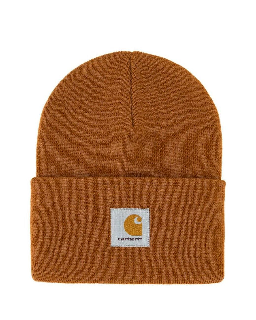 Carhartt Brown Logo Beanie Cap for men