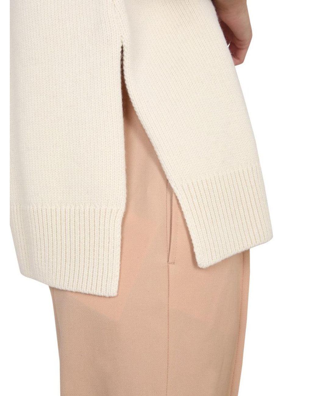 Jil Sander White Knitted Crew Neck Sweater