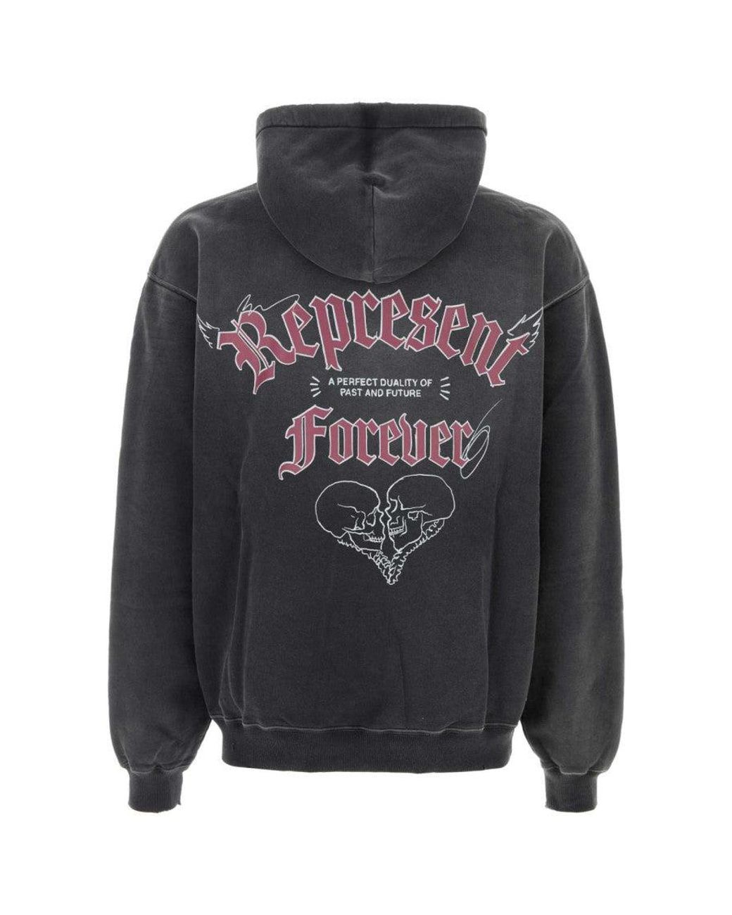 Represent Gray Distressed Hoodie for men