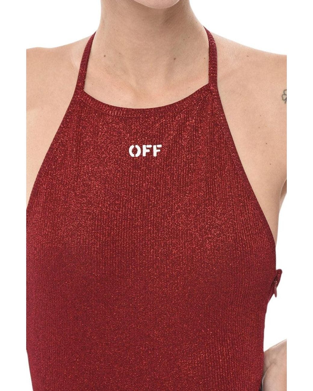 Off-White c/o Virgil Abloh Red Halter Neck Mini Dress