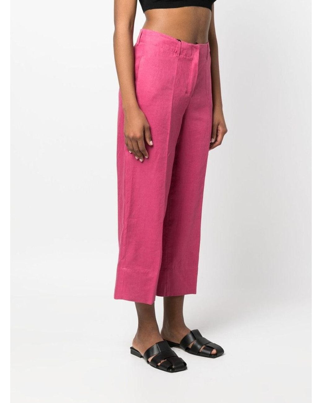Max Mara Pink Wide-Leg Linen Trousers